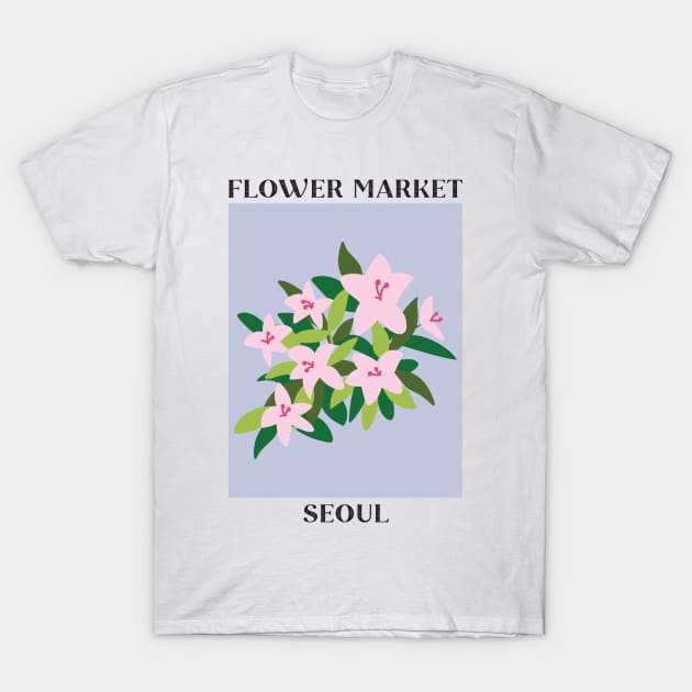 Flower Market Seoul Pink Lily T-Shirt by hwprintsco